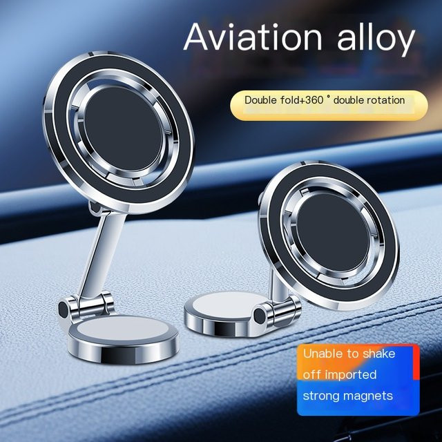Magnetischer Handyhalter aus Metall für iPhone 14 13 12 Pro Max mit MagSafe Unterstützung, Farbe: Silber, Verstellbare Autotelefonhalterung für Armaturenbrett und Desktop - Bild 1