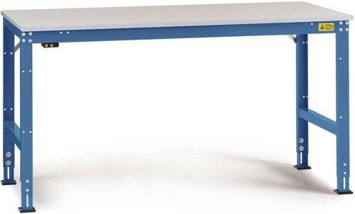 Manuflex LU4056.5007 ESD-Arbeitstisch Universal mit höhenverstellbarer Kunststoffplatte in Blau, B/T/H: 150 x 80 x 76,6-87,6 cm - Bild 1