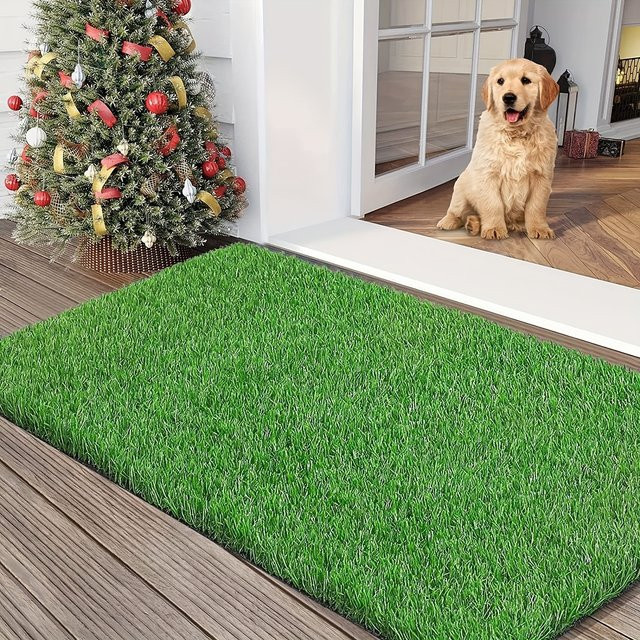 Realistische künstliche Rasenmatte aus Kunststoff in Grün für Garten, Terrasse und Haustiere - Bild 1