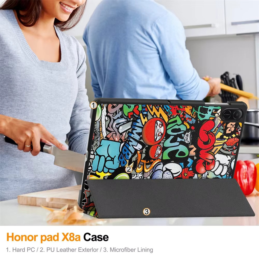Smart Case für Huawei Honor Pad X8a 2024, 11 Zoll Tri-Fold Flip Stand Tablet Abdeckung, Multicolor - Bild 5