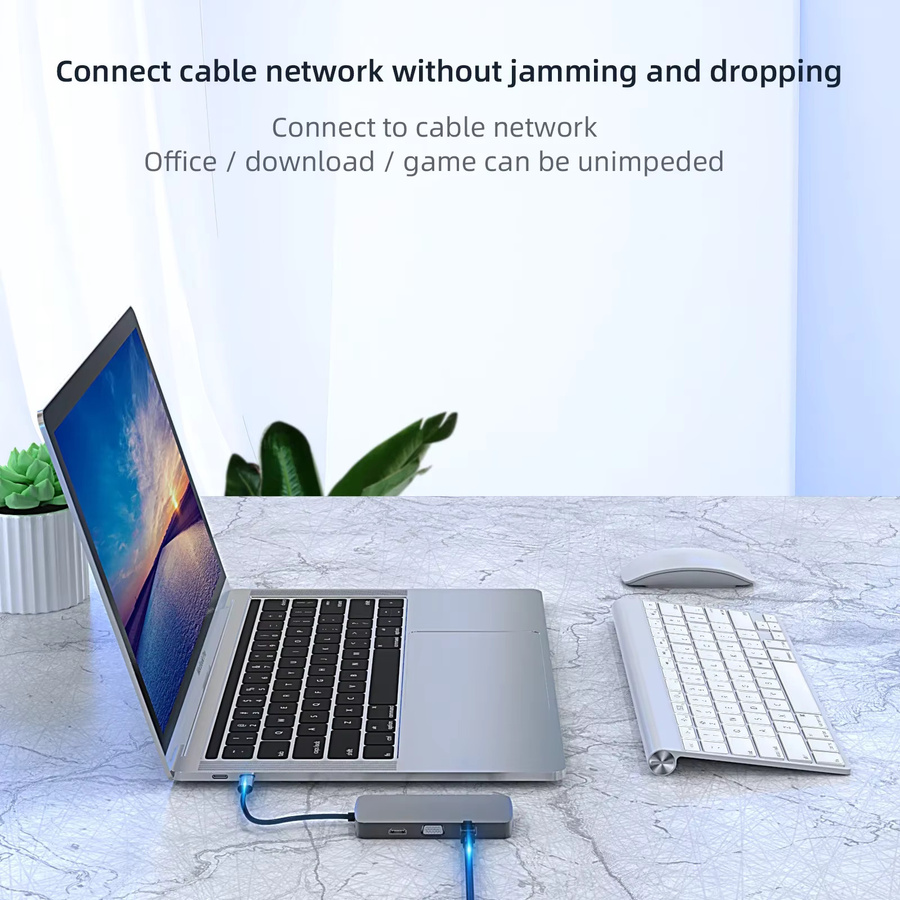 Basix 10-in-1 USB-C-Hub Multiport-Dockingstation in Grau mit HDMI und PD 100 W für MacBook Pro Air M1 - Bild 3