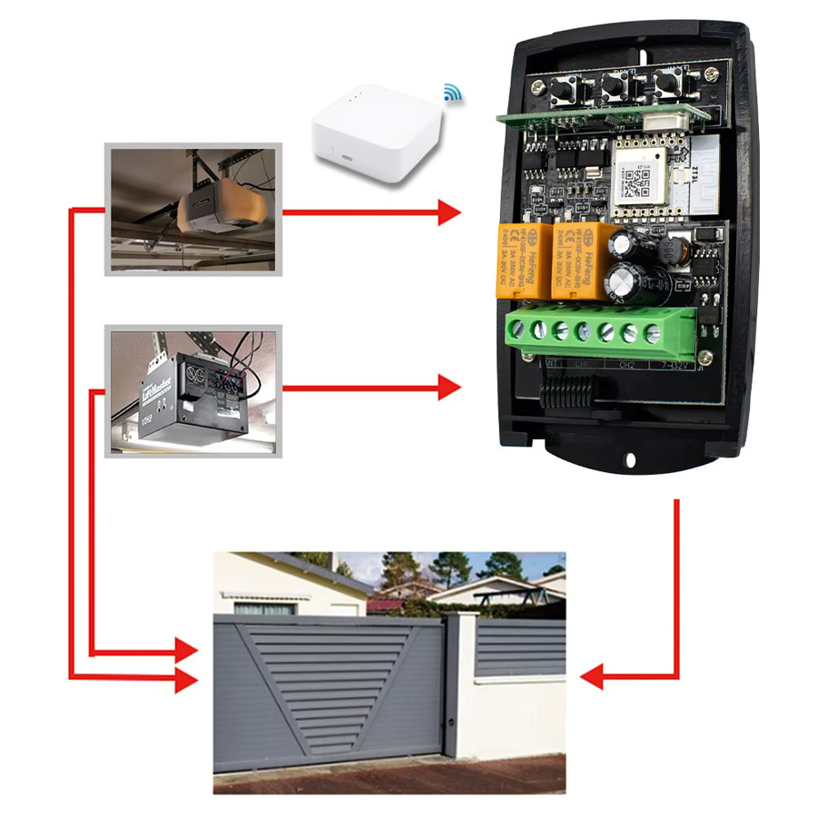 Scimagic-RC Zigbee Smart Garagentoröffner mit Rolling Code Controller, 2 Kanäle, 433/433,92 MHz, Schwarz - Bild 2