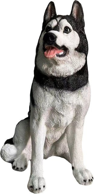 Relaxdays Gartenfigur Hund Husky aus Polyresin und Fiberglas in Naturfarben, wetterbeständig und frostfest, H: 86 cm, B: 49 cm, T: 62 cm - Bild 1
