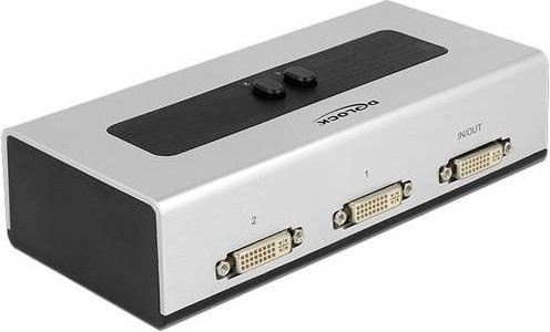Delock DVI-Switch 2 Port manuell bidirektional 1920 x 1200 Pixel Silber (87664) - Bild 1