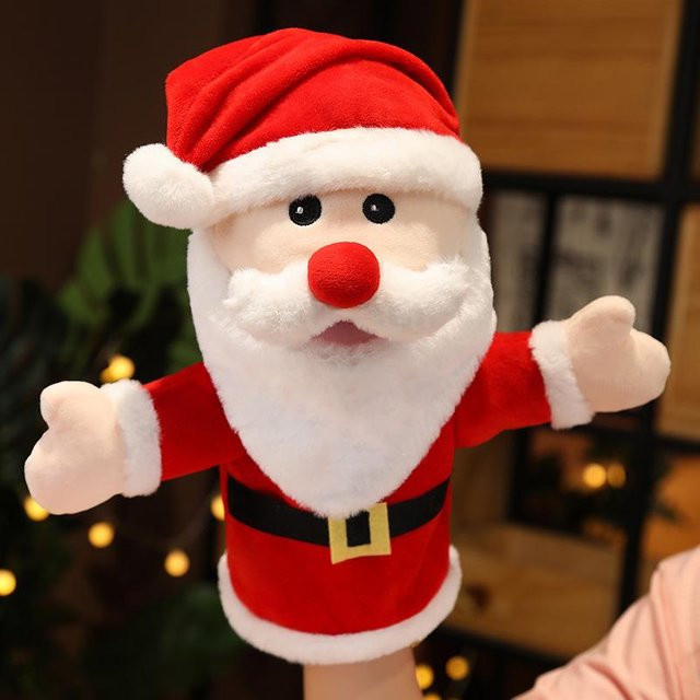 Kidsly Weihnachtsmann Schneemann Elch Fingerpuppe, Plüschtiere, 30cm - Bild 1