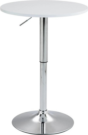 DELUKE 2in1 Stehtisch CHERI Höhenverstellbar Rund Weiß-Silber Durchmesser: 60 cm, Höhe: 106 cm
