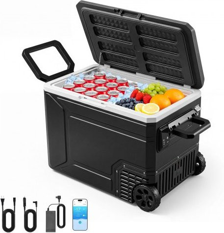VEVOR Kompressor Kühlschrank 77,5 l, tragbare elektrische Gefrierbox mit App-Steuerung und Rädern, Schwarz, 12V/24V DC & 100-240V AC, -20 °C bis 20 °C, für LKW, Van, RV, SUV, Camping & Reisen - Bild 1
