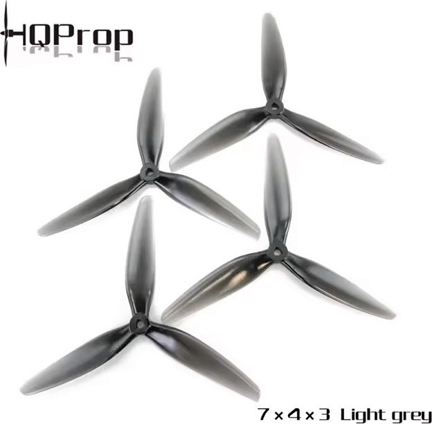 HQPROP 7 Zoll 7040 3-Blatt PC Propeller für RC FPV Freestyle und Cinelifter Drohnen, 2 Paar, Schwarz und Grau - Bild 1