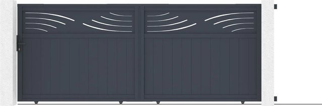 Casanoov Elektrisches Schiebetor Halti aus Aluminium in Grau inklusive Schiebetorantrieb Ranger C300, B: 400 cm, H: 160 cm - Bild 1