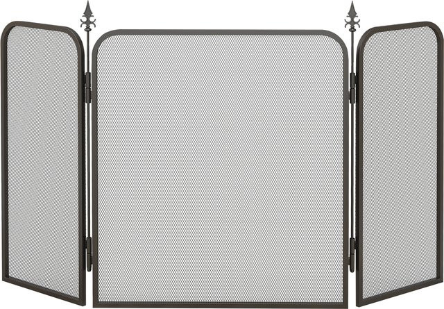 HOMCOM Kaminschutzgitter aus Metall mit 3 Paneelen, faltbarer Funkenschutz in Schwarz, Breite: 96 cm, Höhe: 56 cm - Bild 1
