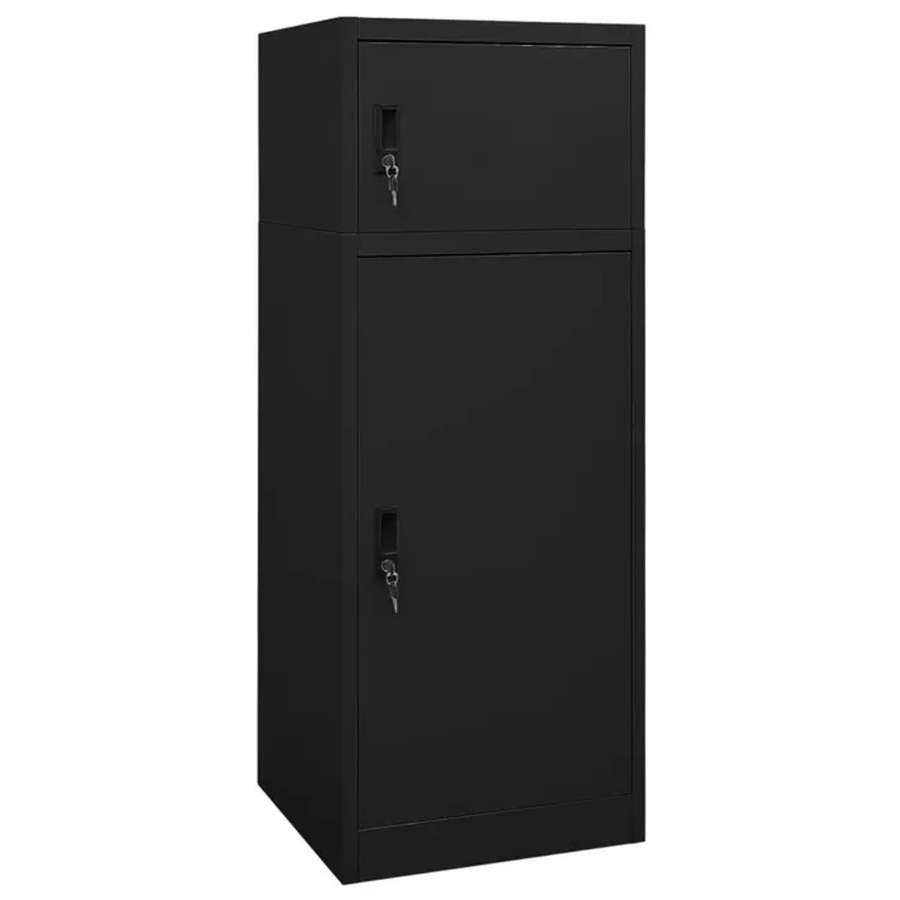vidaXL Sattelschrank aus Stahl in Schwarz mit Schloss und Regalböden, B/T/H: 53 x 53 x 140 cm - Bild 2