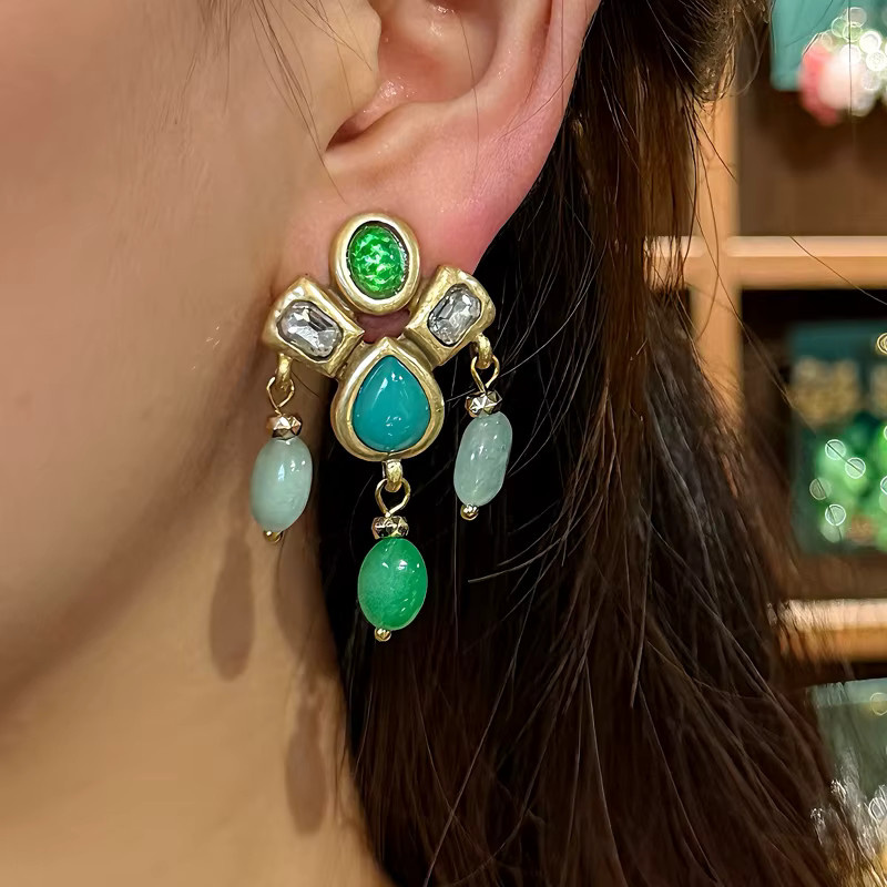 Icareu Tropfen-Ohrringe, Imitation Jade, grün, Damen - Bild 2