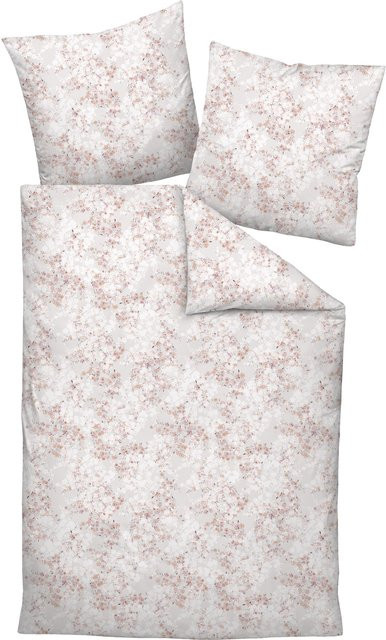 Janine Interlock-Jersey Bettwäsche Carmen S gestreift in Beige und Weiß, B/H: 155 x 220 cm mit Kissenbezug 80 x 80 cm - Bild 1