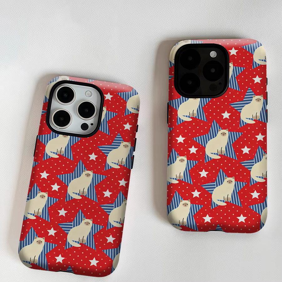 Aurea Case Matte Bumper MagSafe Schutzhülle für iPhone 13 bis 17 Pro Max mit Siamesische Katze Stern Design in Multicolour - Bild 5