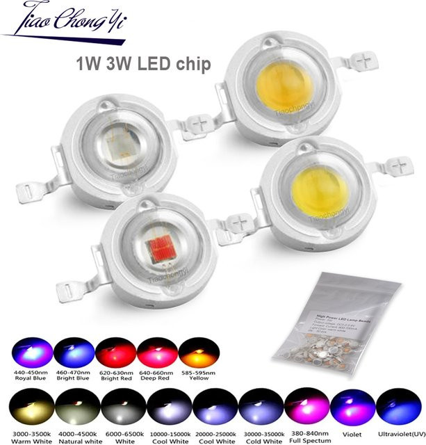 TiaoChongYi Hochleistungs-LED-Chips SMD 1W 3W in verschiedenen Farben RGB Warmweiß Rot Grün Blau Gelb - Bild 1