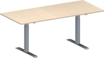 Schäfer Shop Genius Konferenztisch MODENA FLEX in Ahorn-Dekor mit weißem T-Fuß aus Stahl, B/T/H: 180 x 80 x 65-85 cm - Bild 1