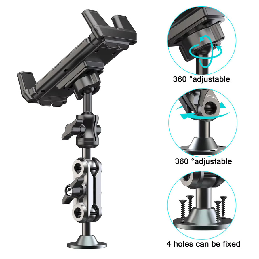 VODOOL Auto-Handyhalterung aus Aluminium mit rutschfester Bohrbasis und 360 Grad drehbarem Arm für Armaturenbrett, Auto, Fahrrad, Boot und LKW - Bild 4