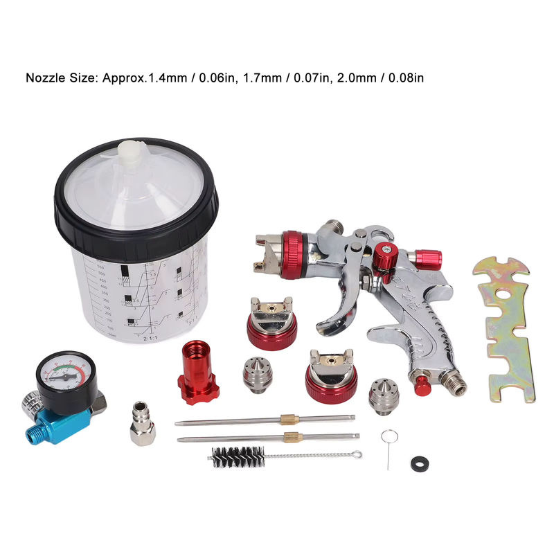 Aramox HVLP Autolack-Spritzpistole Set mit Düsen in 1,4mm, 1,7mm und 2,0mm sowie G1/4 Lufteinlass - Bild 4