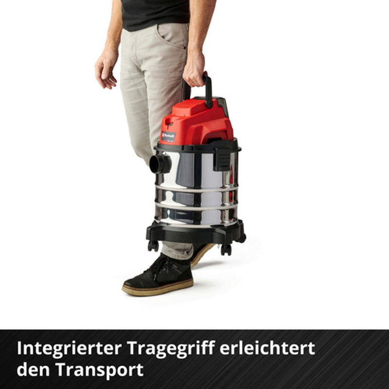 Einhell Power X-Change Akku-Nass-Trockensauger TC-VC 18/20 Li S-Solo in Rot und Silber mit 20 l Behältervolumen - Bild 4
