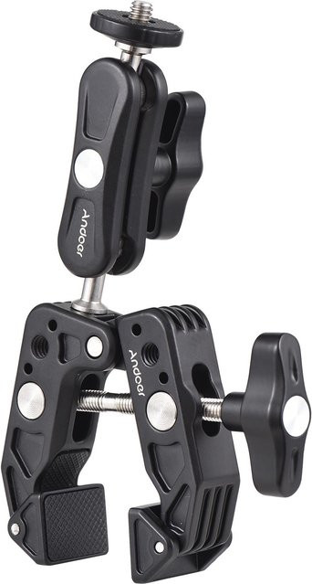 Andoer Super Clamp Mount Kamerahalterung mit zwei 360 Grad drehbaren Kugelköpfen, flexible Monitorhalterung, Schwarz - Bild 1