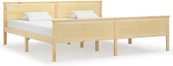 vidaXL Massivholzbett aus Kiefer in Braun und Beige, B/T/H: 200 x 200 x 77 cm