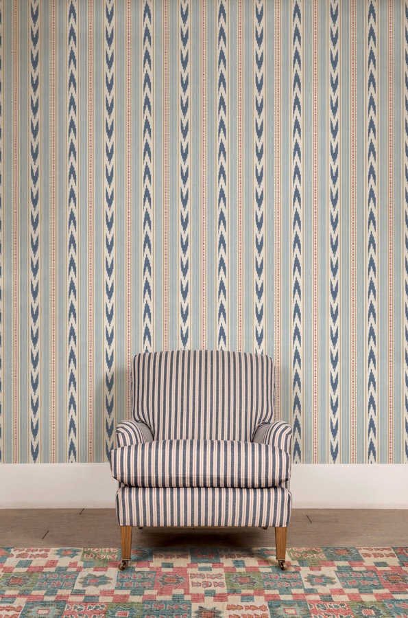 Mulberry Home Tapete Newport Stripe in Blau und Rot mit maritimem Streifenmuster aus Vlies - Bild 1