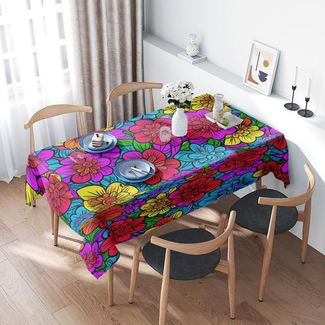 JMG Household Supplies Tischdecke mit buntem Blumenmuster aus Polyester, wasserabweisend, B/T: 100 x 140 cm - Bild 1
