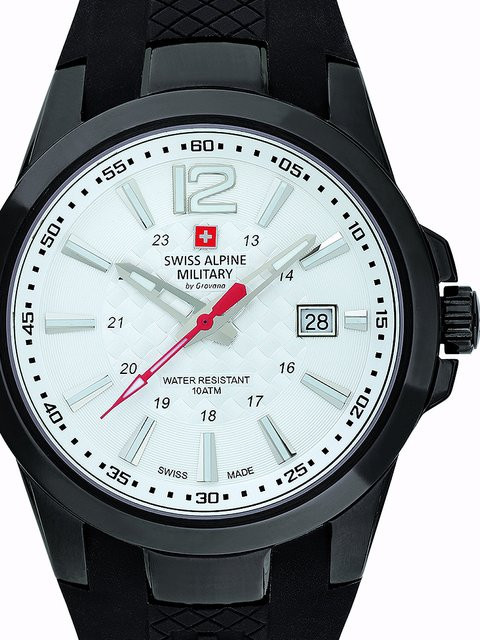 Swiss Alpine Military Herrenuhr, Quarz, Edelstahl, 43 mm, Silikon, 10 ATM - Bild 1