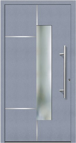 KNOCK Flügelüberdeckende Kunststoff-Haustür Terra mit Glaseinsatz, grau, modern, B: 100,0 cm, H: 200,0 cm - Bild 1
