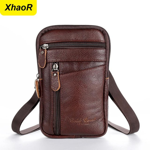XhaoR Vintage Leder Umhängetasche für Herren als Multi-Funktions Gürtel- und Schultertasche in Schwarz oder Braun - Bild 1