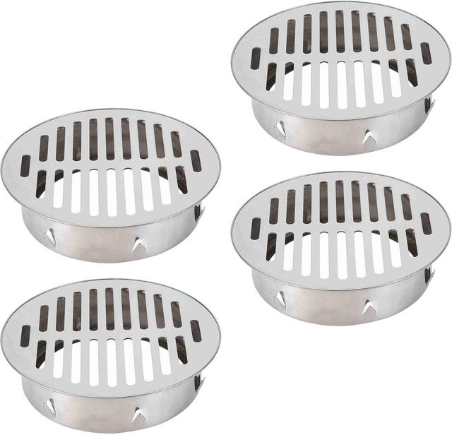 4er-Set Runde Bodenablaufabdeckung Flachmund aus Edelstahl von Fishine in Silber, Durchmesser: 16 cm - Bild 1