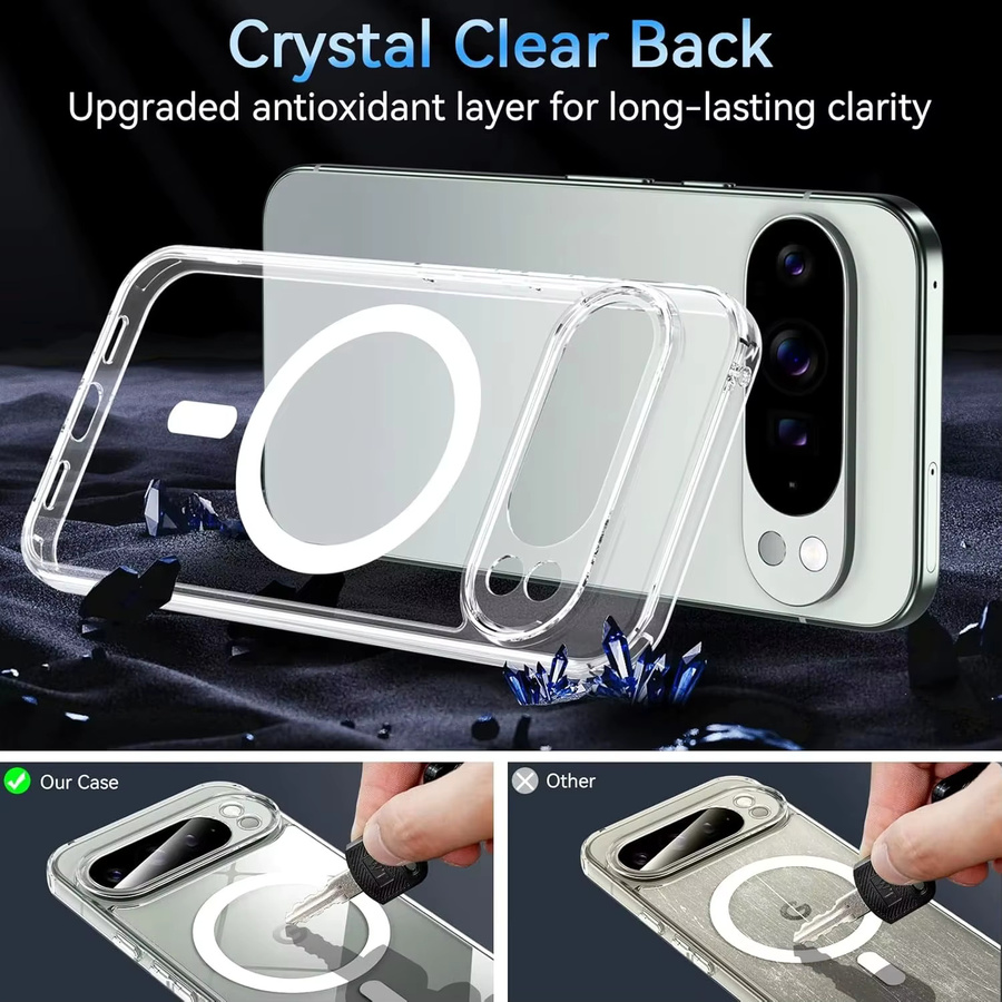 Stoßfeste transparente Magnet-Schutzhülle für Google Pixel 9 10 11 Pro XL und weitere Modelle mit kabelloser Ladefunktion - Bild 2