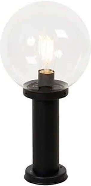 QAZQA Sfera Außenstehleuchte Schwarz mit transparenter Kugel aus Edelstahl und Kunststoff, IP44, E27 - Bild 1