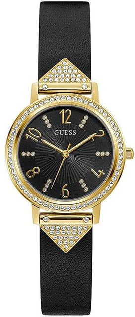 Guess Armbanduhr, Edelstahl, Gold, Leder, Quarz, Diamantbesetzt, Damen - Bild 1