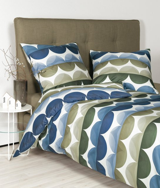 Bettwäsche MOMENTS Mako-Satin aus Baumwolle in Blau und Grün, B/H: 135 x 200 cm mit Kissen 80 x 80 cm - Bild 1
