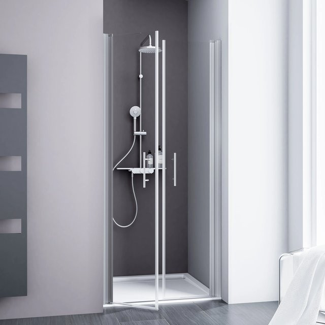 Schulte Alexa Style 2.0 Pendeltür aus Glas in Nische, Farbe Silber, B: 80 cm, H: 192 cm - Bild 1