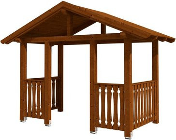 Skan Holz Vordach Stralsund 8 aus nordischer Fichte in Nussbaum braun, Breite: 360 cm, Tiefe: 187 cm - Bild 1