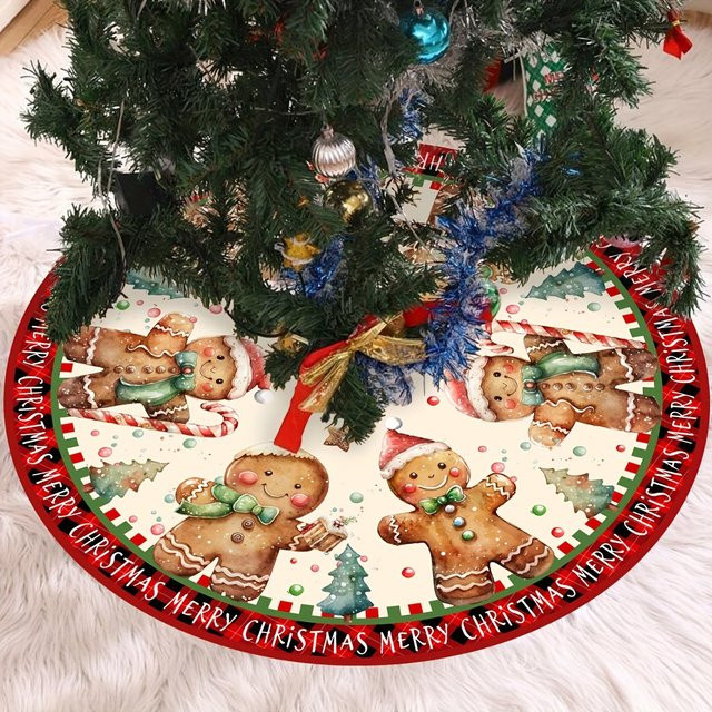 VIKAMA Weihnachtsbaum Rock Lebkuchenmann als Bodendekoration für Indoor und Outdoor, Mehrfarbig - Bild 1