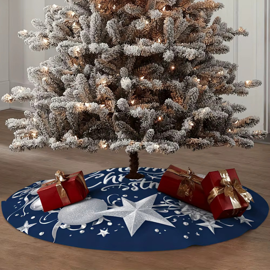 VIKAMA Weihnachtsbaumrock mit Sternkranz in Blau und Gold für innen und außen - Bild 5