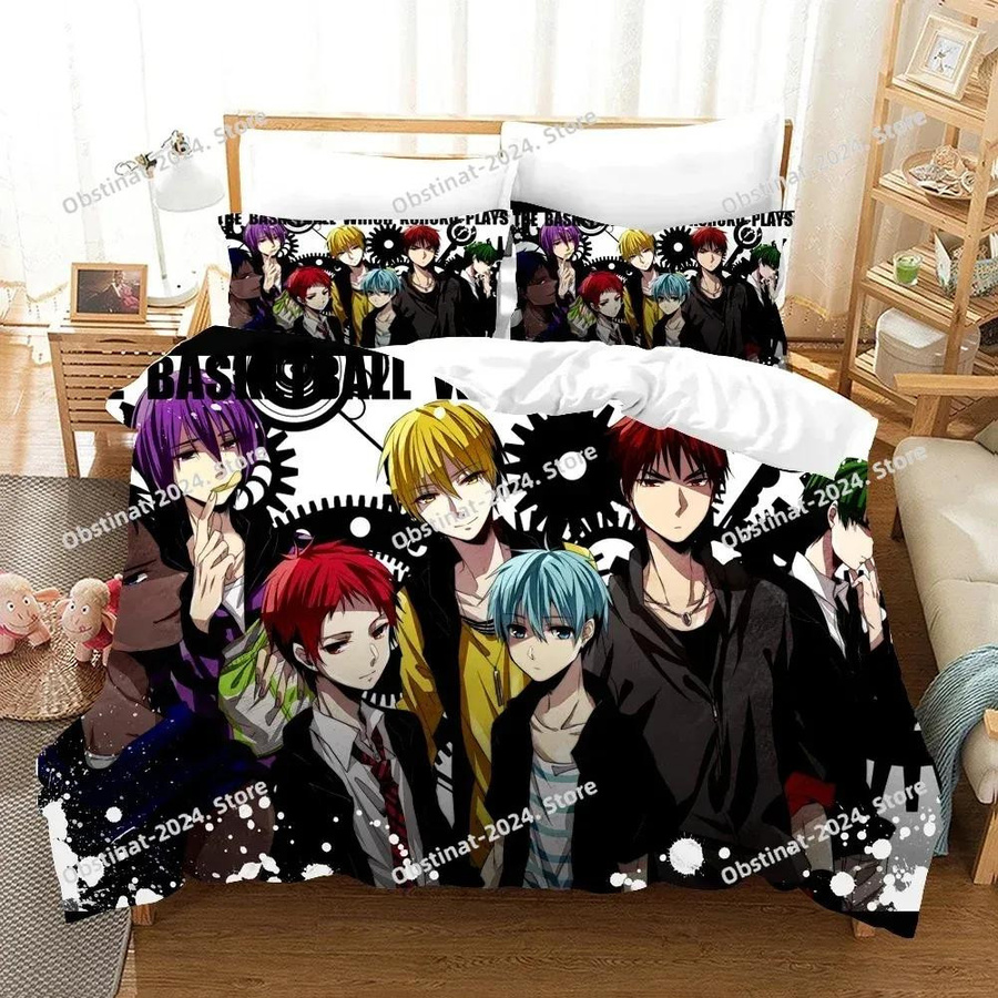 Kurokos Basketball Bettwäscheset mit 3D-Druck in Multicolor, Bettbezug und Kopfkissenbezug, B/H: 135 x 200 cm - Bild 1