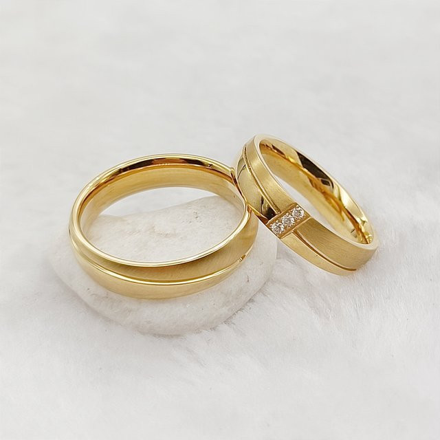 TIGERDOG BITEME Ehering-Set, 18 Karat vergoldet, Edelstahl, Unisex - Bild 1