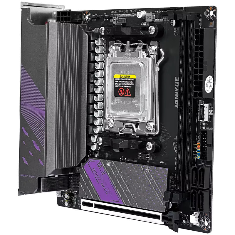 JGINYUE B650i Night Devil AM5 Mini-ITX Motherboard in Schwarz mit Unterstützung für AMD Ryzen 7000 Serie CPUs und DDR5 Dual-Channel RAM - Bild 4