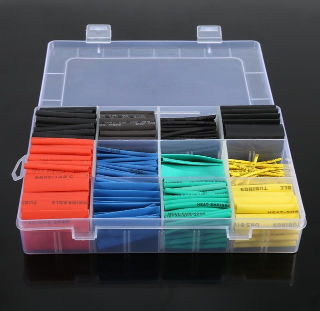 Fishine Schrumpfschlauch Set 2:1 Halogenfrei in Multicolor mit Aufbewahrungsbox, 530 Stück - Bild 1