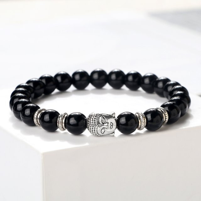 HT Gimini Armband, Perlen, Tigerauge, Vulkangestein, Malachit, Rosa Quarz, Unisex - Bild 1