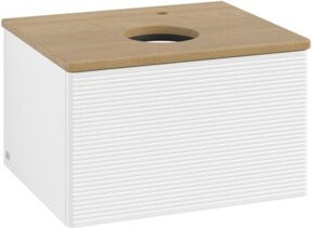 V&B Waschtischunterschrank Antao mit Frontstruktur in Weiß und Eiche Honig, B/T/H: 60 x 50 x 36 cm - Bild 1