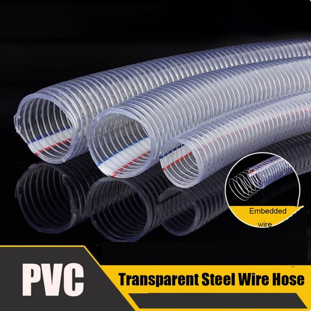 Transparenter PVC-Wasserheizschlauch mit Stahldraht, Kunststoffbeschichteter Ölrohrschlauch, Farbe: Transparent/Gold, Durchmesser: 10 mm bis 40 mm - Bild 1