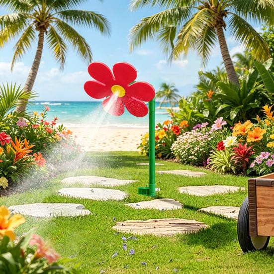 Crazy Daisy Rasensprenger von Talos home Garden, 360-Grad-drehender Gartenbewässerungssprenger in Gelb mit 3/4-Zoll Anschluss - Bild 4