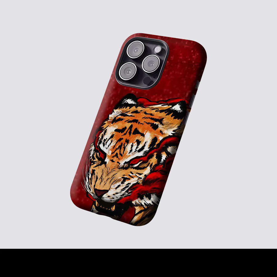 Aurbe Matte 2-in-1 MagSafe Hülle Red Tiger Fury für iPhone 17 16 15 14 Plus Pro Max Stoßfeste Hartschale in Rot - Bild 2