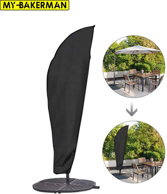 Wasserdichter Outdoor-Schirmüberzug aus Polyester mit Reißverschluss für Terrassenschirme und Freiarm-Schirme, Farbe: Schwarz - Bild 1
