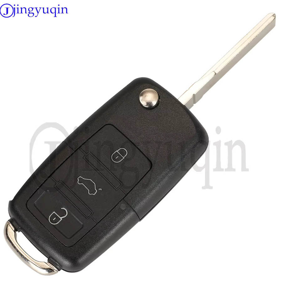 Jingyuqin Auto-Klappschlüssel für Volkswagen Golf Passat Bora Sharan und Seat Leon Toledo ab 1998, 3-Tasten Fernbedienung ID48 315MHz, Schwarz - Bild 4